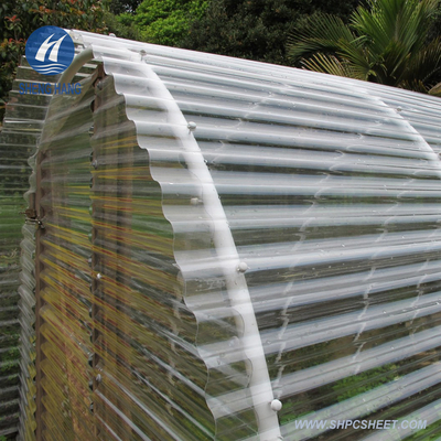 UV ondulé clair de feuille de polycarbonate de la serre chaude 1.2m enduit pour la toiture